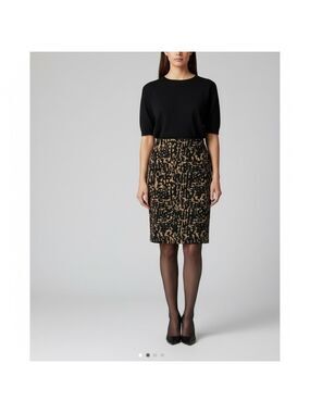 Cleo black and brown patterned pencil skirt size medium